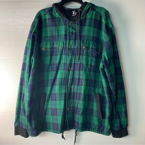 Lifted Research Group LRG Jacket XXL Full Zip Snap Flannel Tartan Plaid Hooded